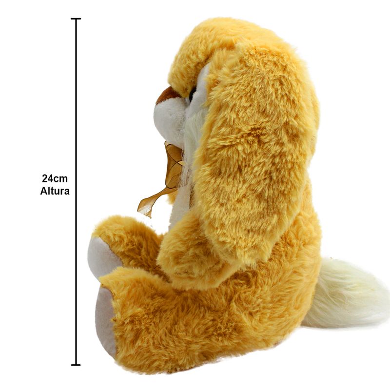 2-Coelho-de-Pelucia-com-Lacinho---Orelhudo---Bege---24cm---BBR-Toys