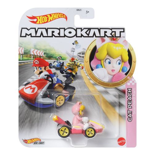 Carrinho Hot Wheels - Cat Peach - Mario Kart - Standart Kart - 1:64 - Mattel