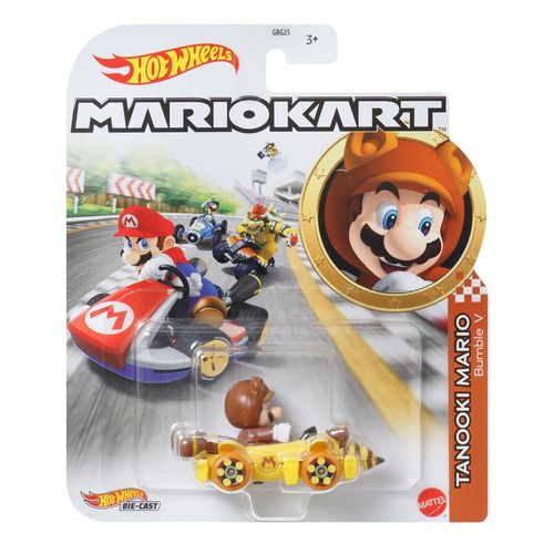 Carrinho Hot Wheels - Tanooki Mario - Mario Kart - Bumble V - 1:64 - Mattel