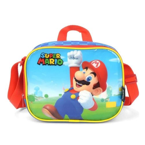 Lancheira Térmica Infantil - Super Mario - Azul - 23 cm - Luxcel