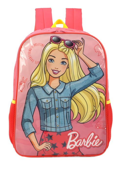 Mochila Escolar Infantil - Barbie - Vermelha - 40 cm - Luxcel