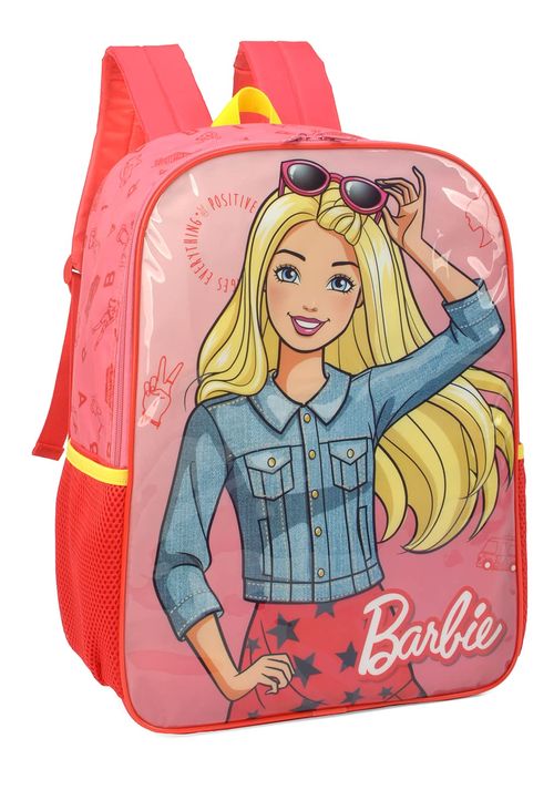 Mochila Escolar Infantil - Barbie - Vermelha - 40 cm - Luxcel