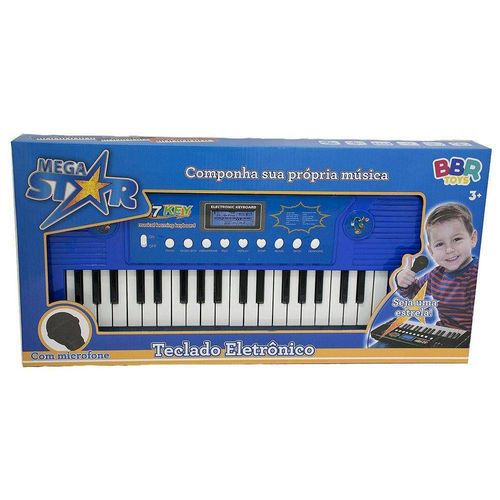 Teclado Infantil com Microfone - Mega Star - Componha sua Música - BBR Toys