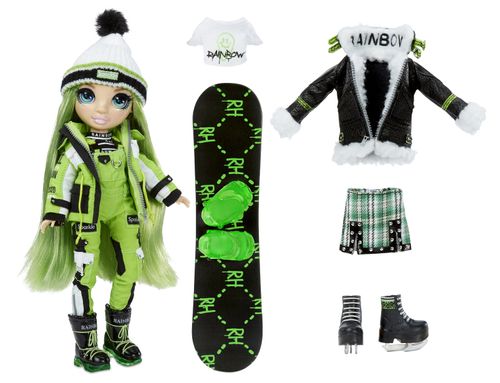 Boneca Rainbow High - Jade Hunter - Winter Break - Com Prancha de Snowboard - 28 cm - Verde