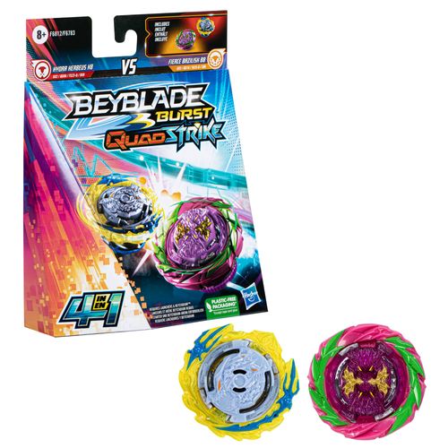 Conjunto com 2 BeyBlade Burst QuadStrike - Hydra Kerbeus K8 Vs Fierce Bazilisk B8 - Hasbro