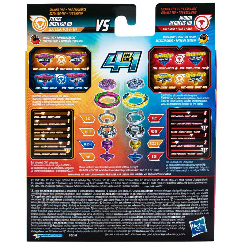Conjunto-com-2-BeyBlade-Burst-QuadStrike---Hydra-Kerbeus-K8-Vs-Fierce-Bazilisk-B8---Hasbro-3