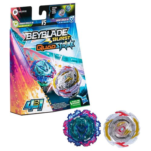 Conjunto com 2 BeyBlade Burst QuadStrike - Ambush Achilles A8 Vs Gambit Dragon D8 - Hasbro