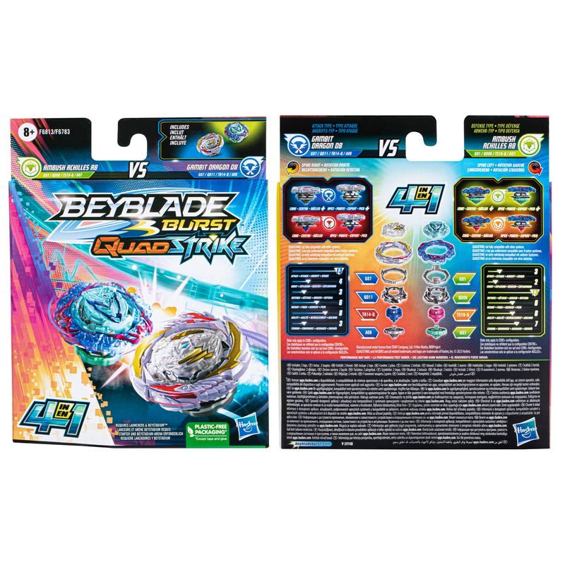 Conjunto-com-2-BeyBlade-Burst-QuadStrike---Ambush-Achilles-A8-Vs-Gambit-Dragon-D8---Hasbro-5