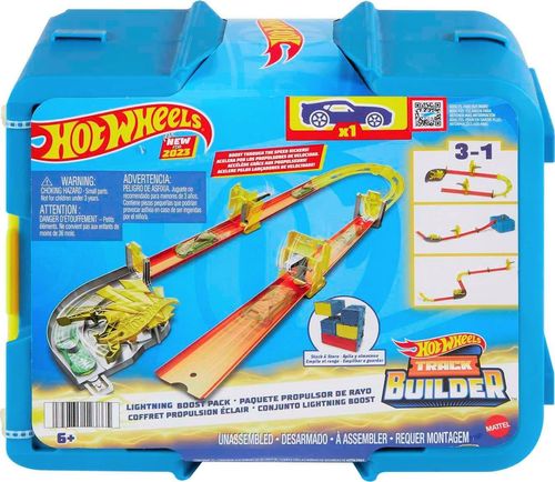 Pista Hot Wheels com Carrinho - Conjunto Lighting Boost - Track Builder Builder - 3 em 1 - Mattel