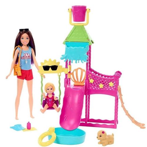 Playset Barbie com Boneca - Parque Áquatico com Tobogã - Skipper First Jobs - Big Babysitting Adventure - Mattel