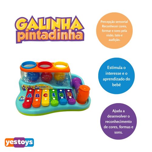 Pianinho Bate e Toca - Galinha Pintadinha Mini - Pura Diversão - Yes Toys