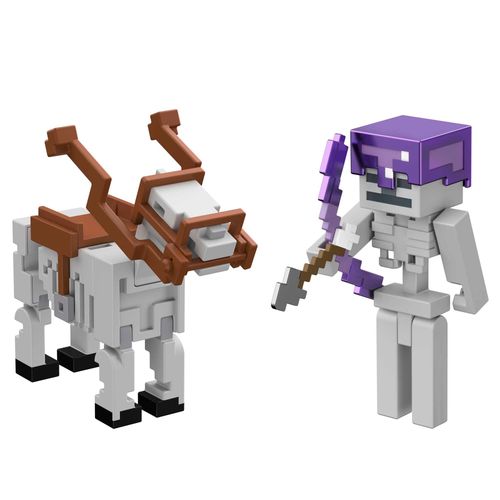 Conjunto de Figuras Articuladas - Esqueleto e Cavalo - Minecraft - Mattel