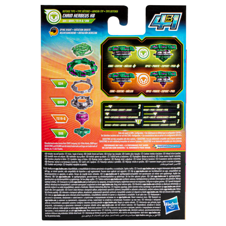 HASF6804---Piao-de-Batalha---BeyBlade-Burst---Quadstrike---Chain-Kerberus-K8---4-em-1---Hasbro-4
