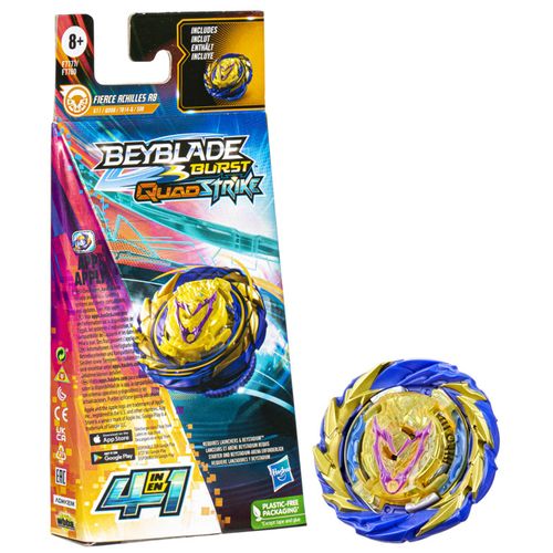 Pião de Batalha - BeyBlade Burst - Quadstrike - Fierce Achilles A8 - 4 em 1 - Hasbro