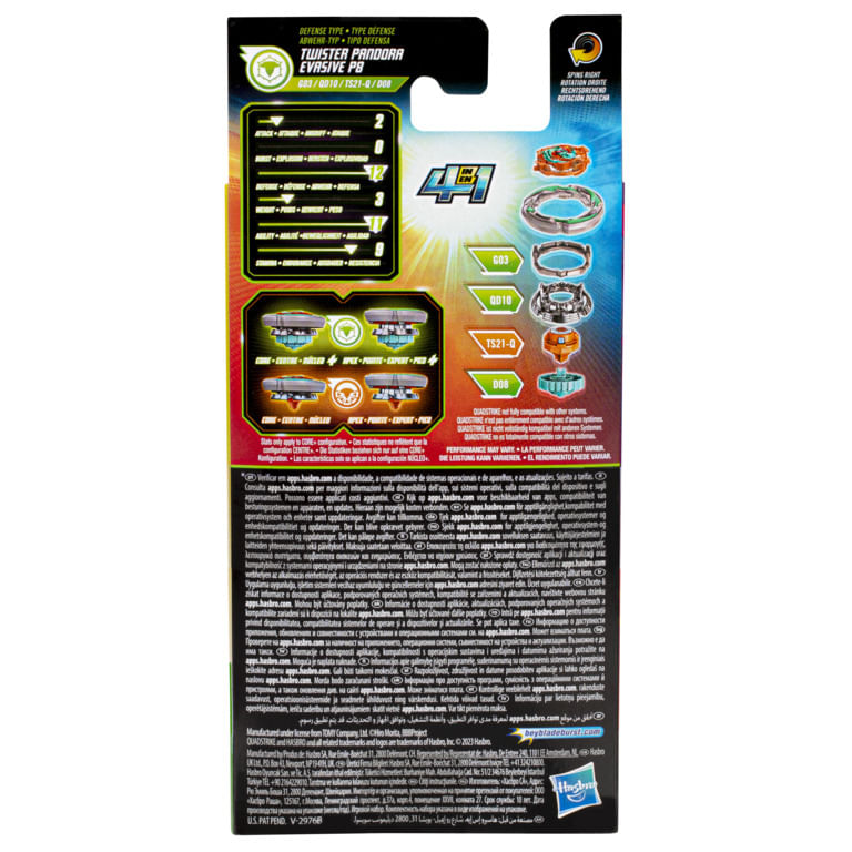 HASF7778---Piao-de-Batalha---BeyBlade-Burst---Quadstrike---Twister-Pandora-Evasive-P8---4-em-4
