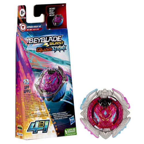 Pião de Batalha - BeyBlade Burst - Quadstrike - Xiphoid Knight K8 - 4 em 1 - Hasbro