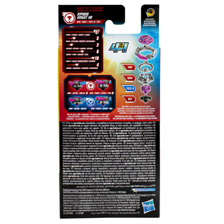 HASF7779---Piao-de-Batalha---BeyBlade-Burst---Quadstrike---Xiphoid-Knight-K8---4-em-1---Hasbro-4