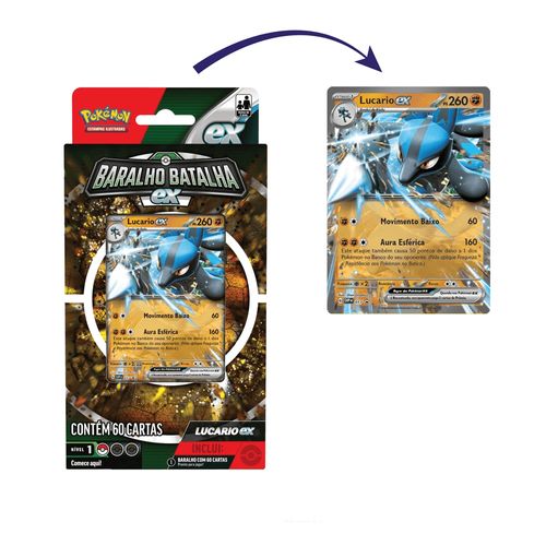 Jogo de Cartas Pokémon - Baralho Batalha - Lucario Ex - Copag