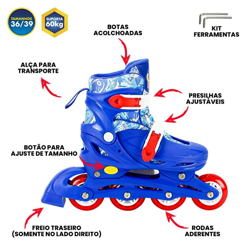 Patins-Inline-com-Kit-de-Protecao---Sonic-The-Hedgehog---Tamanho-36-ao-39---BBR-Toys-6
