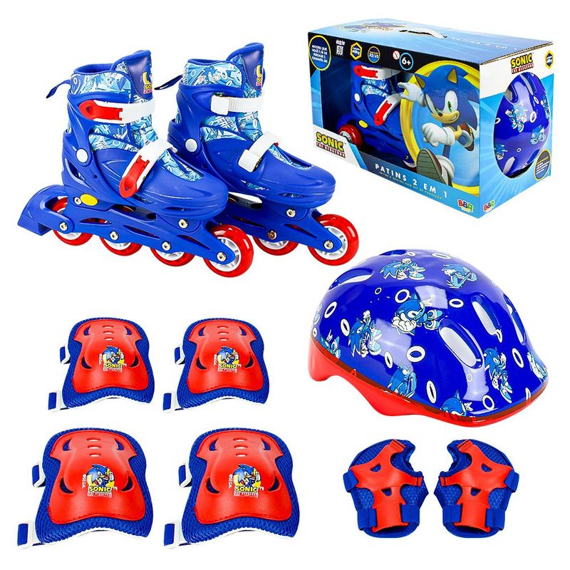 Patins-Inline-com-Kit-de-Protecao---Sonic-The-Hedgehog---Tamanho-32-a-35---BBR-Toys-1
