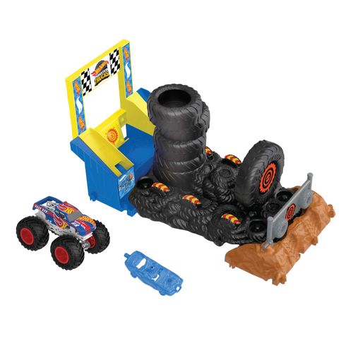 Pista Hot Wheels com Carrinho -  Arena De Demolição Desafios De Entrada Race Ace - Monster Trucks - Arena Smashers - Mattel