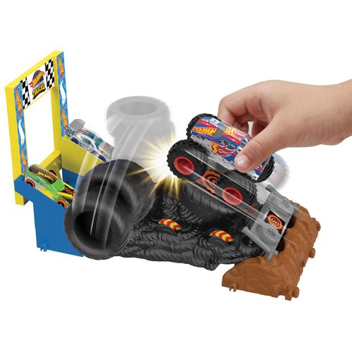 Pista Hot Wheels com Carrinho -  Arena De Demolição Desafios De Entrada Race Ace - Monster Trucks - Arena Smashers - Mattel