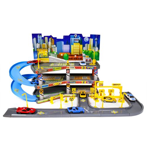 Playset com Carrinhos - Garagem com 3 Andares e Posto - Yestoys