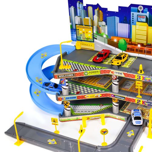 Playset com Carrinhos - Garagem com 3 Andares e Posto - Yestoys