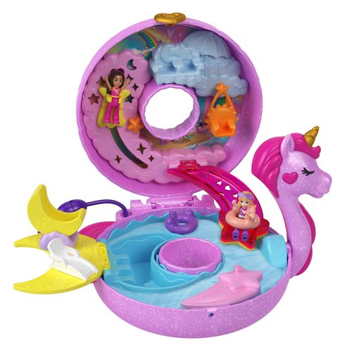 Playset Polly Pocket com Mini Bonecas - Boia De Unicórnio - Estojo - Mattel