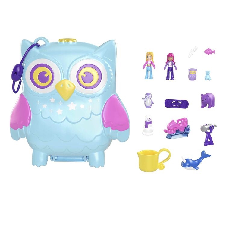 Playset-Polly-Pocket-com-Mini-Bonecas---Festa-do-Pijama-Coruja-da-Neve---Estojo---Mattel-3