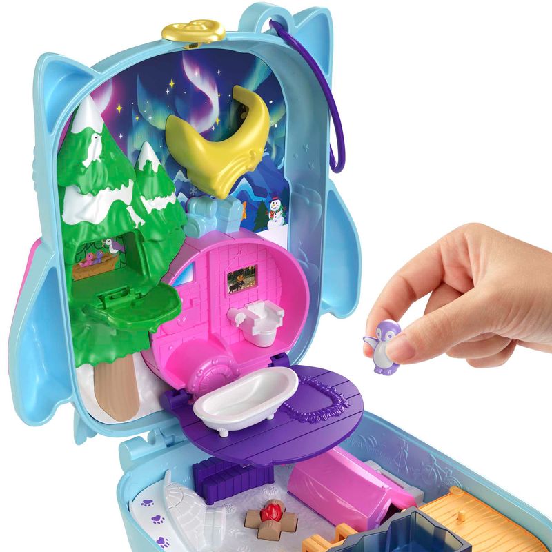 Playset-Polly-Pocket-com-Mini-Bonecas---Festa-do-Pijama-Coruja-da-Neve---Estojo---Mattel-4