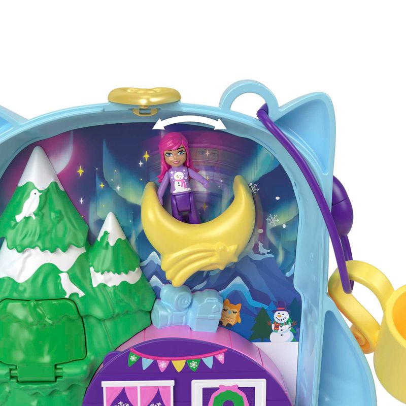 Playset-Polly-Pocket-com-Mini-Bonecas---Festa-do-Pijama-Coruja-da-Neve---Estojo---Mattel-5a
