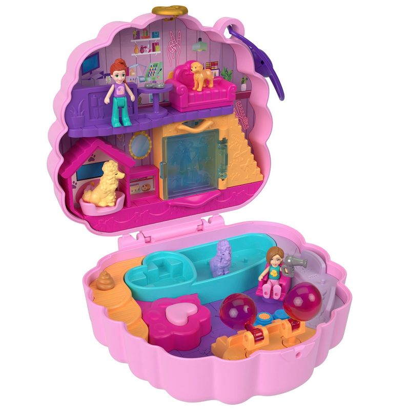 Playset-Polly-Pocket-com-Mini-Bonecas---Spa-Poodle---Estojo---Mattel-1