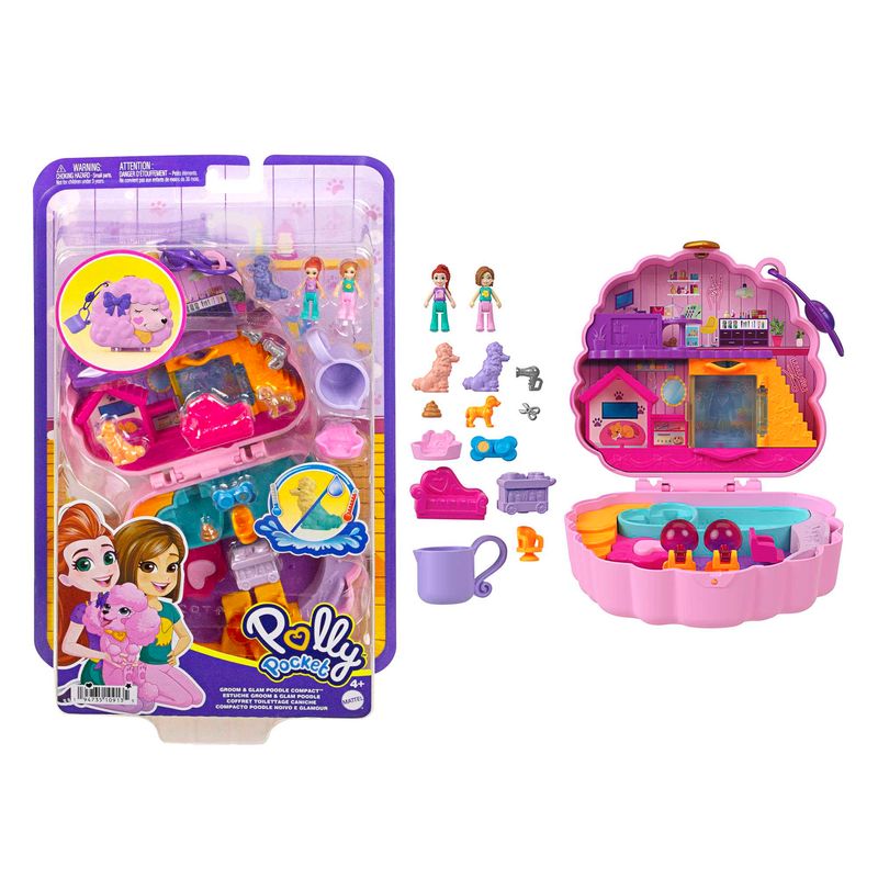 Playset-Polly-Pocket-com-Mini-Bonecas---Spa-Poodle---Estojo---Mattel-2