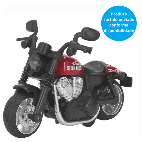 Miniatura Moto com Fricção - Storm Chaser - Motorcycle - Luz e Som - Sortido - 1:16 - 14 cm - Yestoys