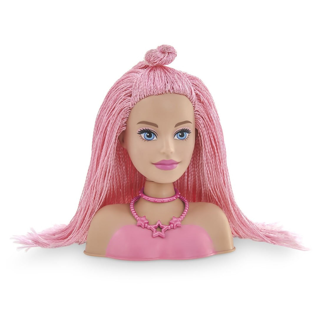 Busto Barbie Mini Styling Head Special Hair Rosa 15 cm Pupee