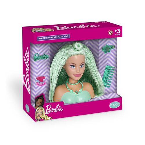 Busto Barbie - Mini Styling Head - Special Hair - Verde - 15 cm - Pupee