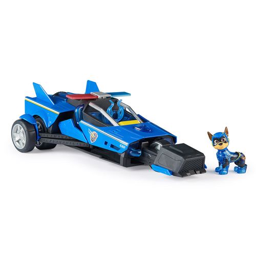 Veículo Transformável com Mini Figura - Carro de Patrulha do Chase - Patrulha Canina - Um Filme Superpoderoso - Com Som e Luz - 40 cm - Sunny