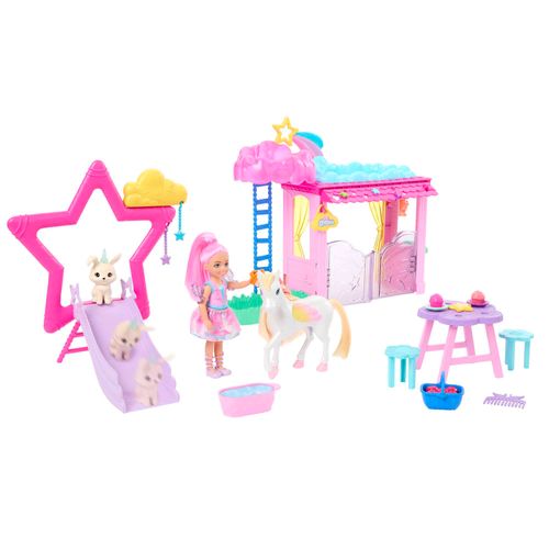 Playset com Mini Boneca Barbie - A Touch of Magic - Chelsea e Pégaso - Color Change - Mattel