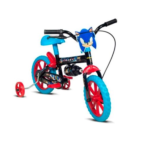 Bicicleta Infantil Aro 12 - Sonic The Hedgehog - Sonic - Preta e Azul - Verden