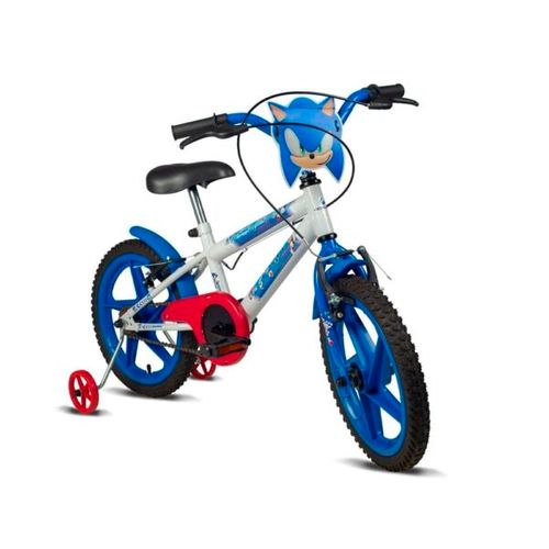 Bicicleta Infantil Aro 16 - Sonic The Hedgehog - Sonic - Branco e Azul - Verden