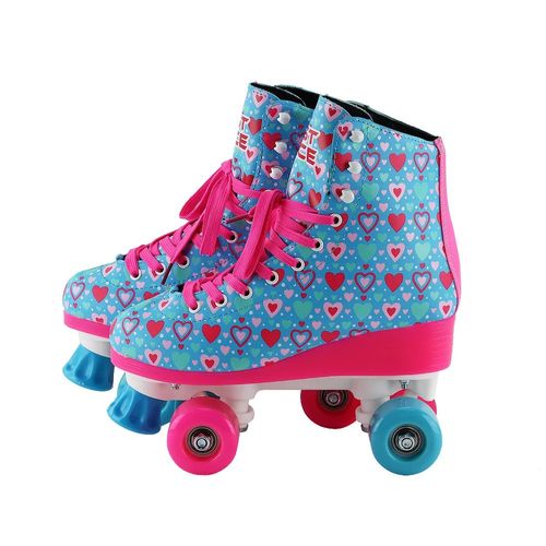 Patins Retrô com Luz Led - 4 Rodas - Tamanho 35/36 - Azul - BBR Toys