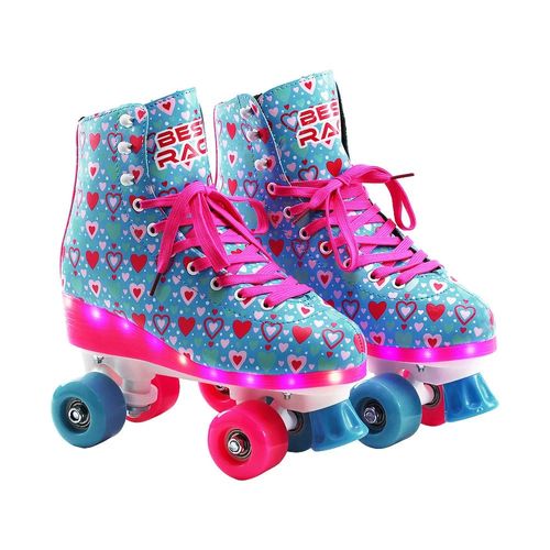 Patins Retrô com Luz Led - 4 Rodas - Tamanho 33/34 - Azul - BBR Toys