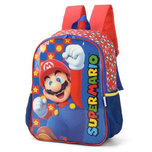 Mochila Escolar - Super Mario - Azul e Vermelho - Sortido - 40 cm - Luxcel