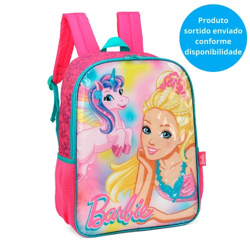 Mochila Escolar - Barbie - Rosa e Verde - Sortida - 40 cm - Luxcel