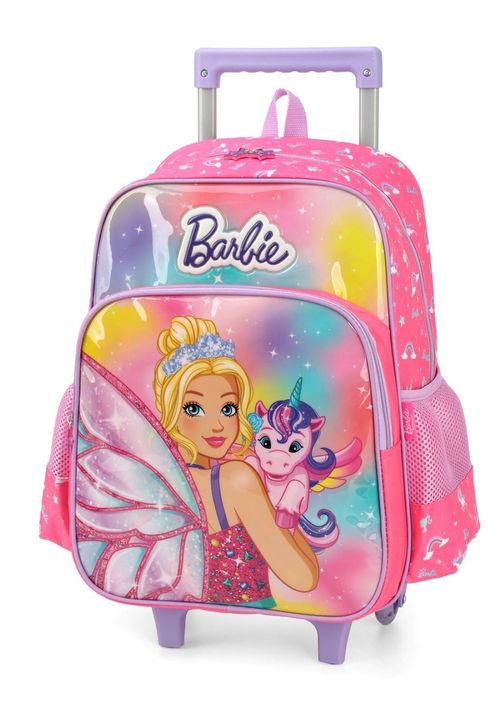 Mochila com Rodinhas - Barbie - Unicórnio - Rosa - 40 cm - Luxcel