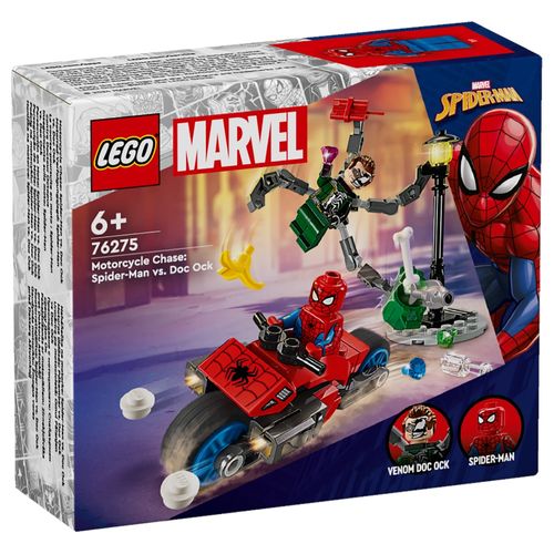 LEGO Marvel Spider-Man - Perseguição de Moto Homem-Aranha vs. Doc Ock - 77 Peças - 76275