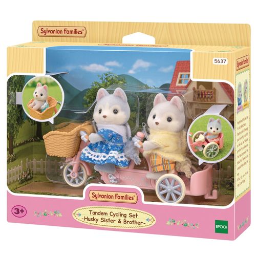 Sylvanian Families - Irmã e Irmão Huskys - Conjunto Bicicleta Dupla - Epoch