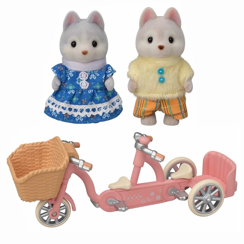 EPO5637---Sylvanian-Families---Irma-e-Irmao-Huskys---Conjunto-Bicicleta-Dupla---Epoch-2