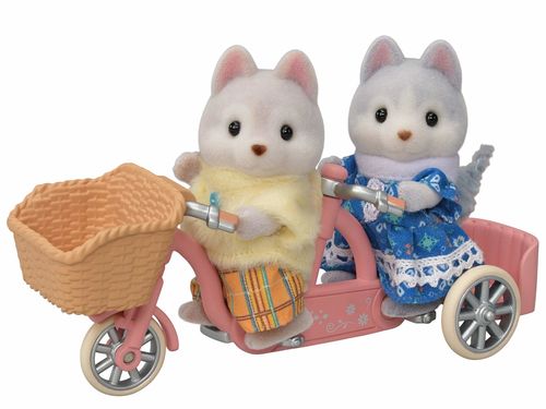 Sylvanian Families - Irmã e Irmão Huskys - Conjunto Bicicleta Dupla - Epoch